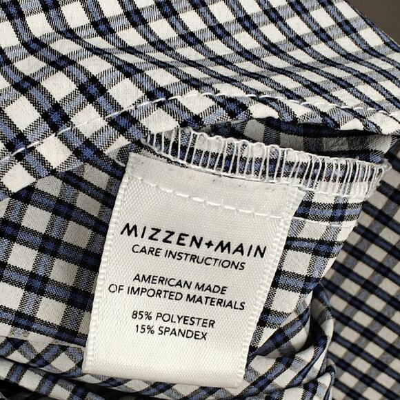 Mizzen+Main Leeward Performance Trim Fit Button Down Shirt Size Large Blue Check - Picture 6 of 7